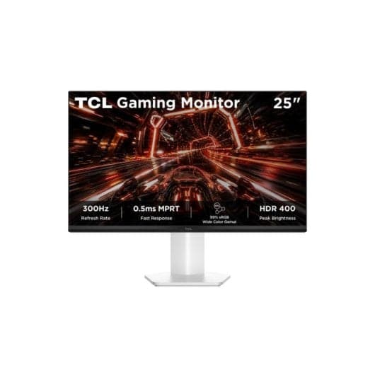 Monitor TCL P1 25P1AD 25" Blanco (FullHD, Fast IPS 300Hz, FreeSync Premium, HDR400, marco fino, tiempo respuesta 1ms, en PcComponentes)