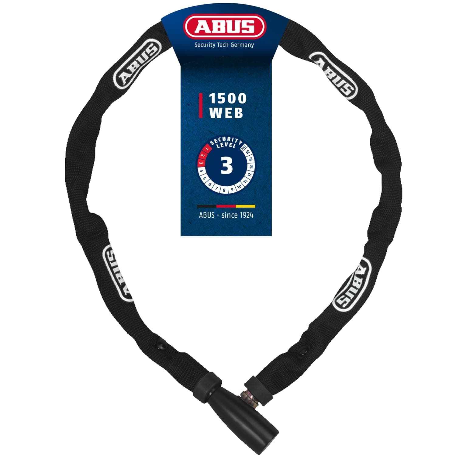 ABUS Candado de Cadena 1500 Web, 110 cm, Negro (tb en 60 cm)