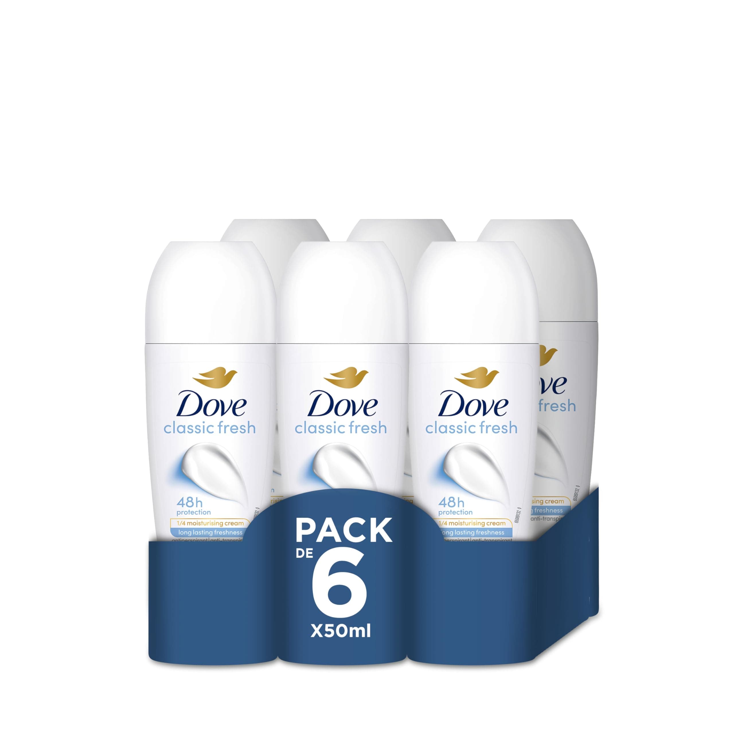 Pack 6 Desodorantes Dove Roll-On Protección 48 horas Cuidado Esencial Classic