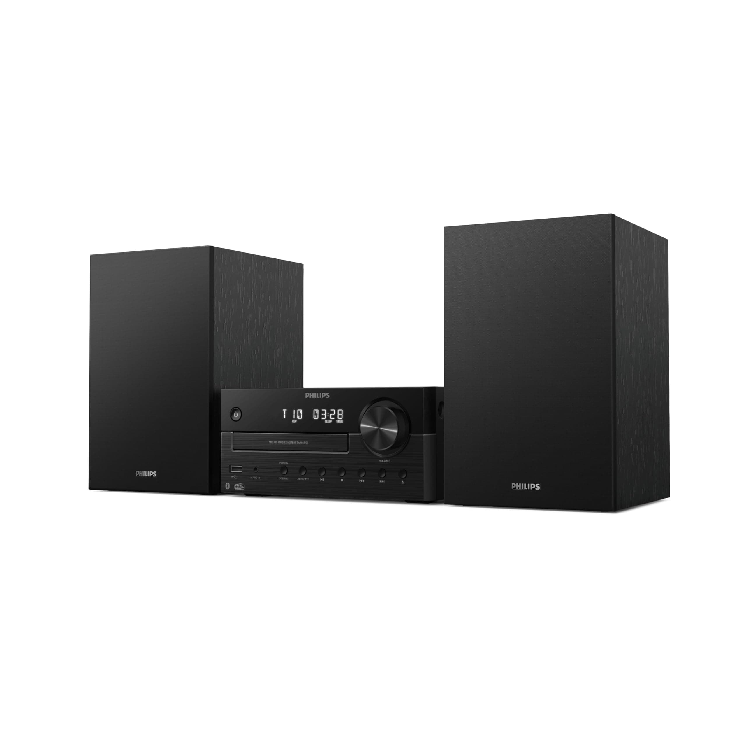 Philips TAM4555M2 Sistema Micro Hi-Fi –100W, Altavoces con Bass Reflex, Dab+/ FM, CD, USB, Entrada Audio, Bluetooth 5.4, Auracast