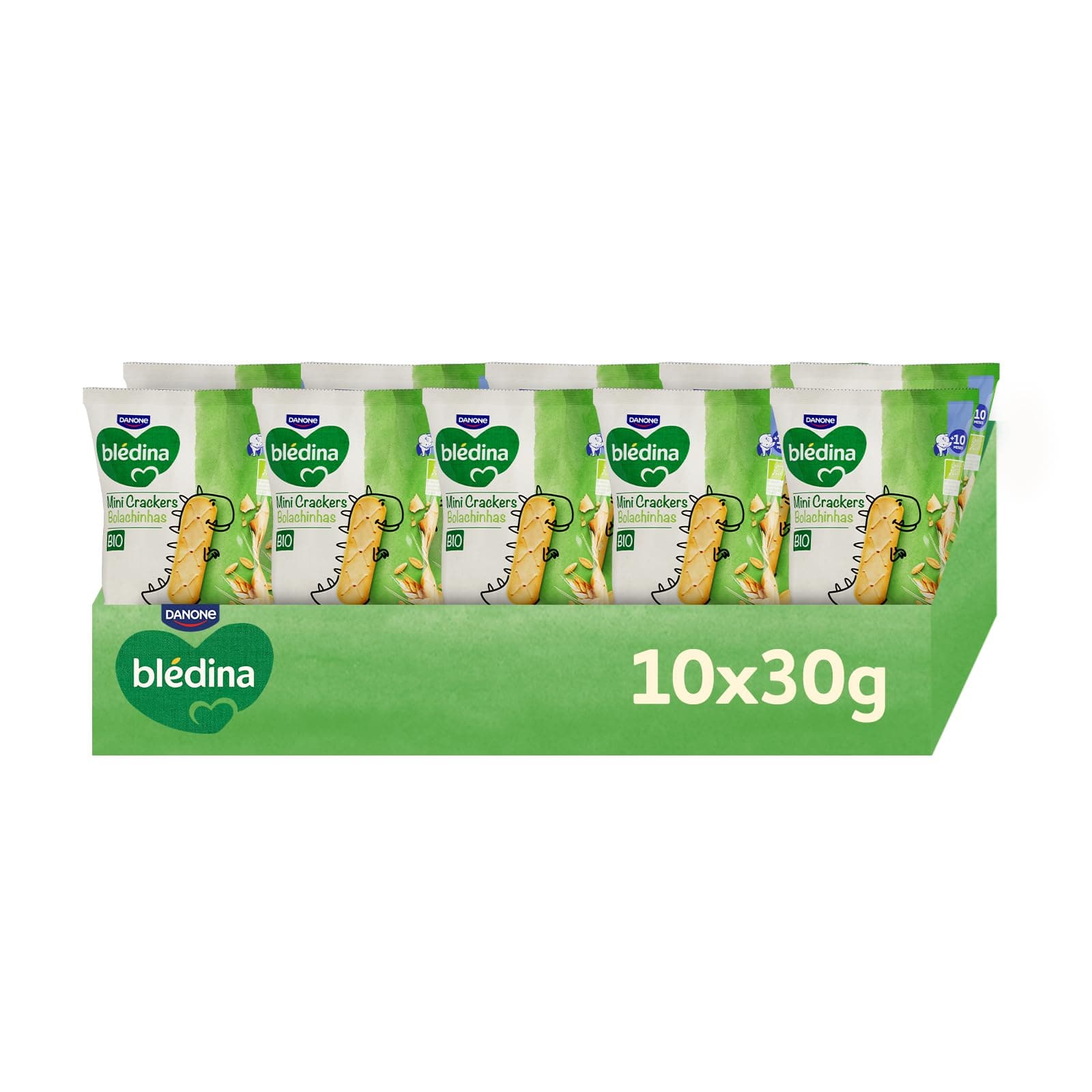 Blédina Galletitas BIO, Bolsas de Galletas Saludable para niños. Mini Crackers Sin Azúcares Añadidos. Desde los 10 Meses, Pack 8x30g