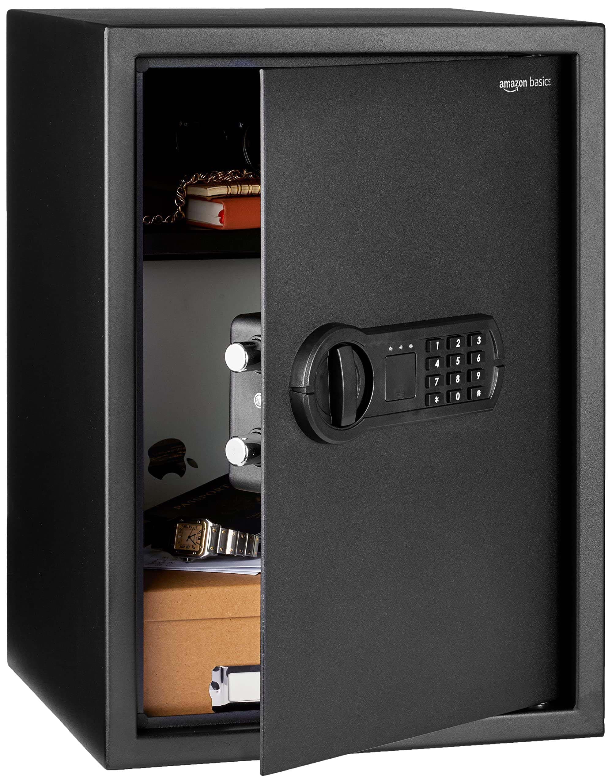 Caja fuerte Electrónica de acero con cerradura de teclado digital programable, 51 litros, 35 x 33 x 50 cm, Negro