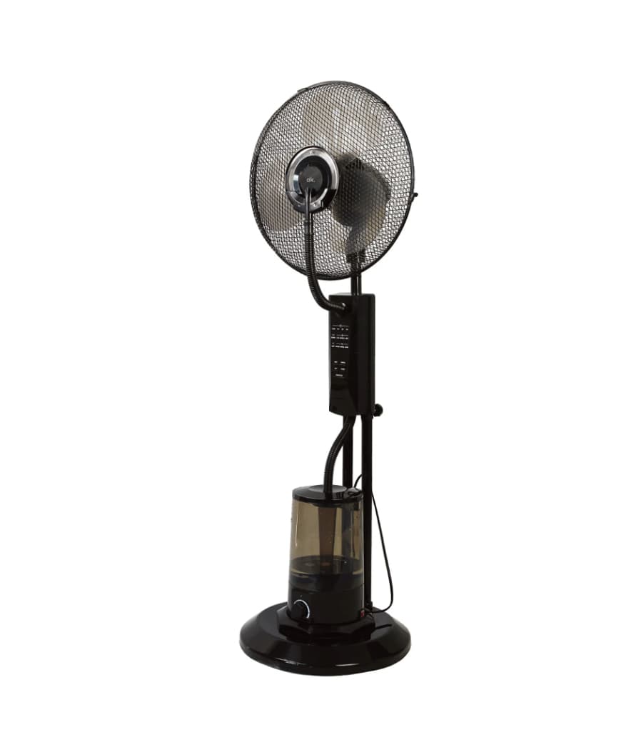 Ventilador de pie - ok. OSFW 407526 B ES, 75W, 3 Velocidades, Motor AC, Función nebulizador de agua, Temporizador 7.5h, Negro