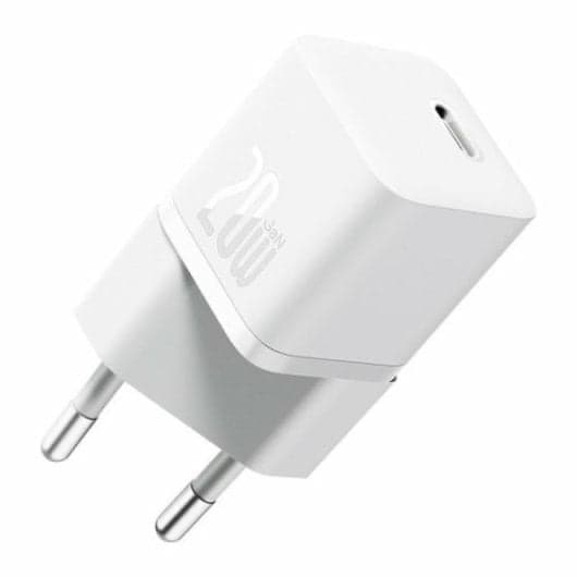 Baseus Mini Cargador de Red 1xUSB-C Carga Rápida GaN5 20W Blanco