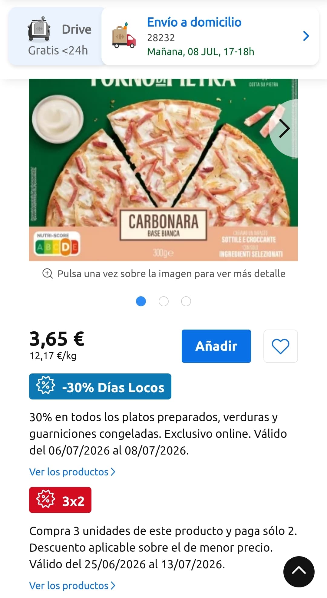 Pizzas BUITONI a 1,07€ Descuento Histórico -30% + 3x2 + -30% en Pizzas Buitoni en CARREFOUR Online