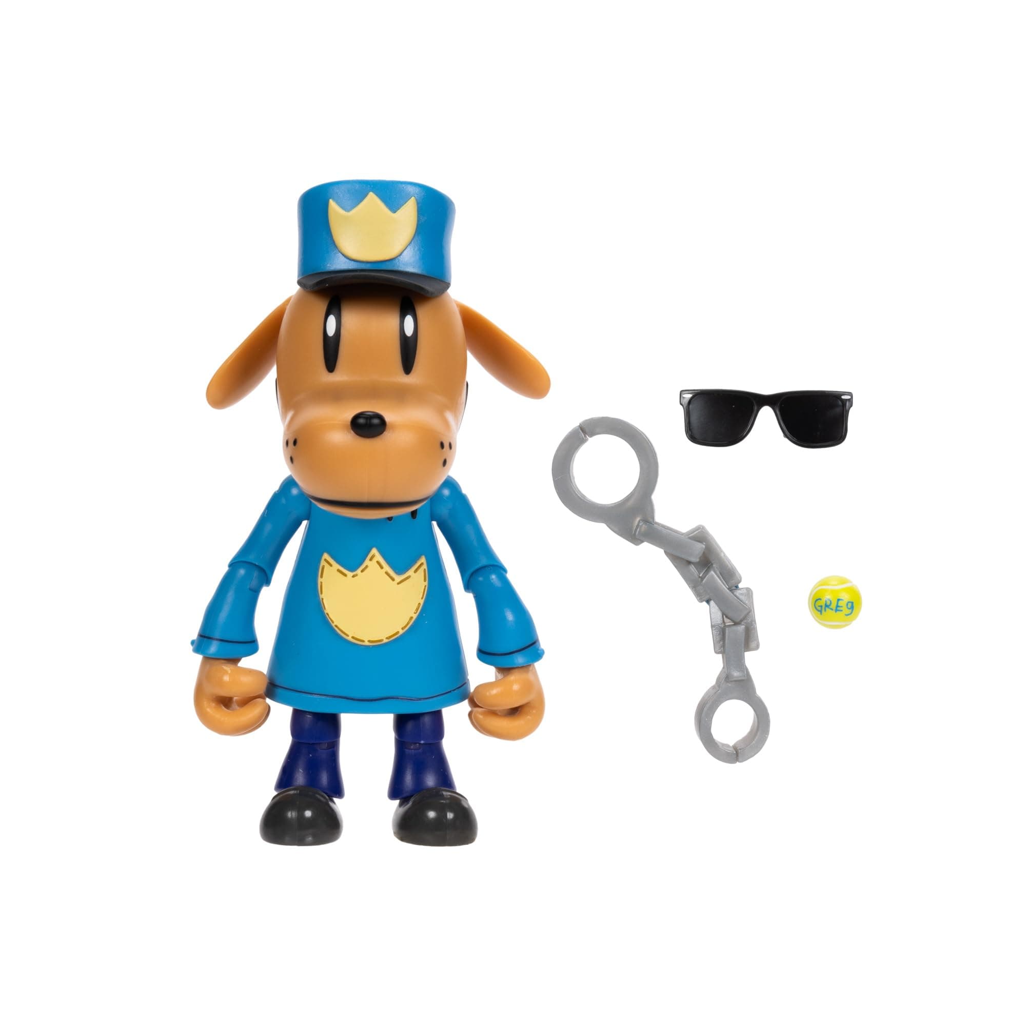 DOG MAN. Figura de Jakks Pacific, Incluye hasta 3 Accesorios y 16 Puntos de Articulación para Mayor Diversión. De 13cm