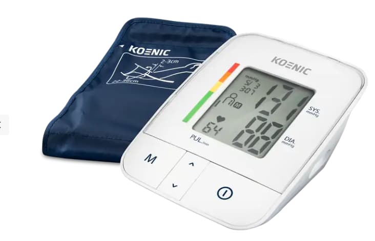TTensiómetro - KOENIC KBP 2024, Fácil lectura, Para brazo, Pantalla LCD, 4 x 120 memorias, Blanco