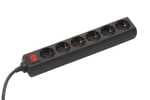 Meister, regleta de 6 enchufes, 1,4 m, Negro, Interruptor, 7430520