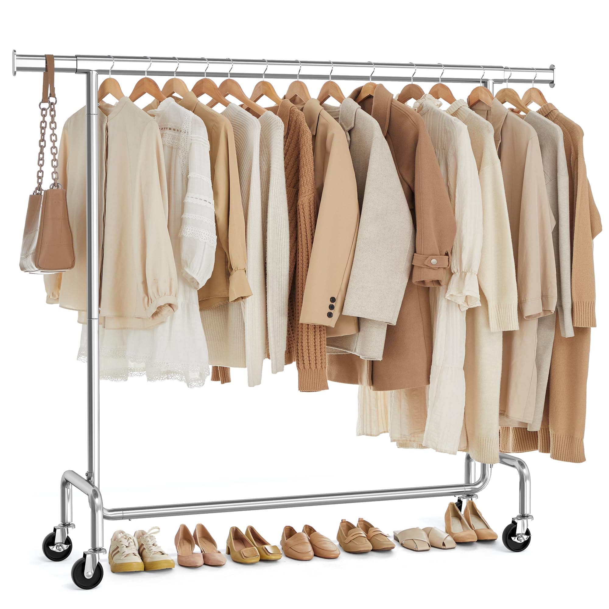 SONGMICS Burro Ropa con Ruedas, Extensible, 45 x (110-150) x 162,9 cm