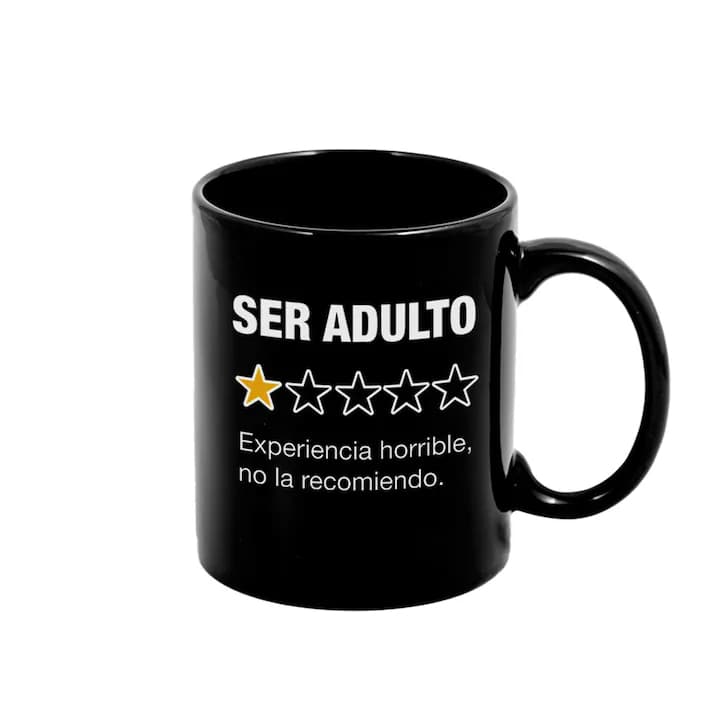 Taza "Ser adulto" y otras más.