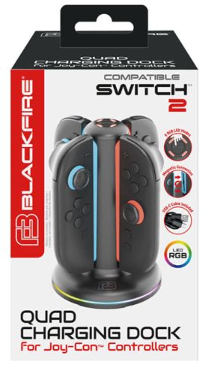 Soporte Quad de carga Blackfire RGB Led 4 mandos Joy-Con 2 de Nintendo Switch 2