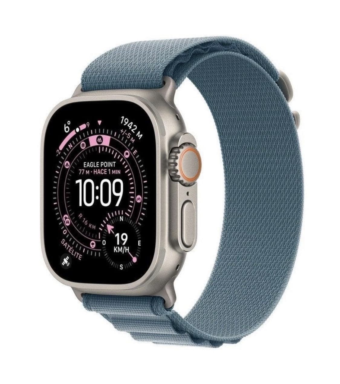 Apple Watch Ultra 3 GPS+Cellular 49mm (Caja titanio natural, correa Loop Alpine azul claro S, 3000 nits, 100m, en PcComponentes)