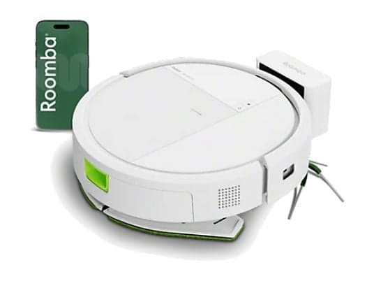 Robot friegasuelos - IRobot Roomba 115 Combo, 15000 Pa, 250 min, 63 dB(A), Recarga y reanudación automáticas, ClearView LiDAR, Blanco