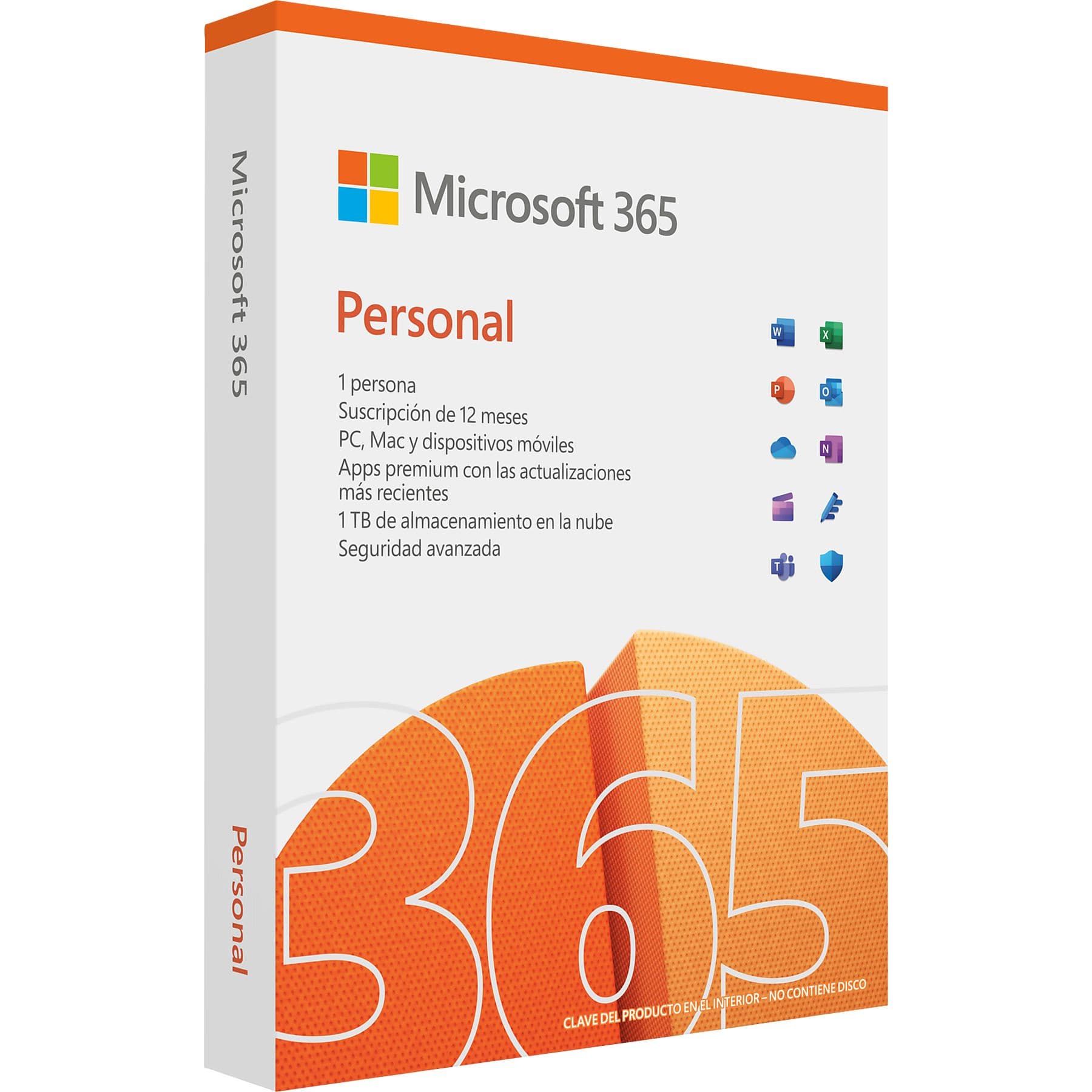 Microsoft 365 Personal, 12 meses, 1 persona, 1TB almacenamiento (Formato físico)