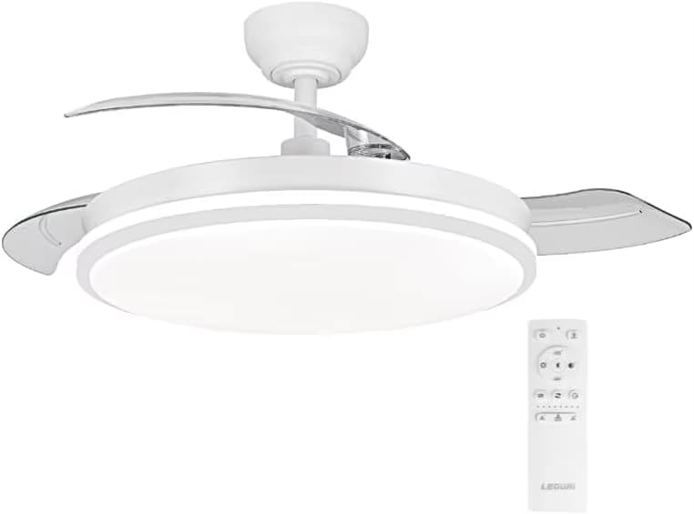 Ventilador de techo con luz led con mando,temporizador, 8 velocidades, aspas retráctiles (Desde España) (26€ con cupón -3€ ventajas)
