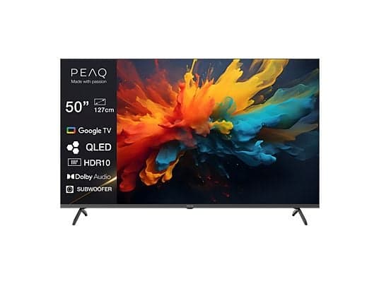 TV QLED 50" - PEAQ PTV 50GQU-5026C, QLED 4K, Smart/Google TV, DVB-T2, HDR10, Dolby Audio, Triple Tuner, Negro
