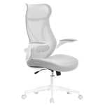 SONGMICS Silla de Oficina Ergonómica, Altura Ajustable, Respaldo Ergonómico, Giratoria con Reposacabezas, Reposabrazos Abatibles, 150 kg