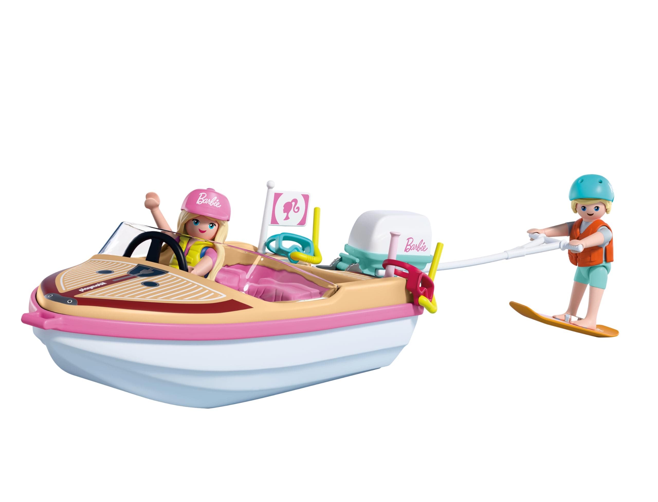 PLAYMOBIL | Barbie | Barco de Aventuras | Lancha rápida con Barbie y Ken