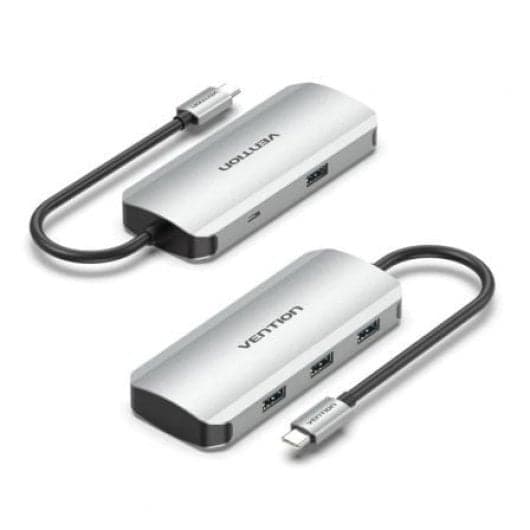 Hub Vention 5 puertos 5000Mbit/s TNAHB aluminio USB-C PD 4xUSB 3.2 Gen 1 + MicroUSB