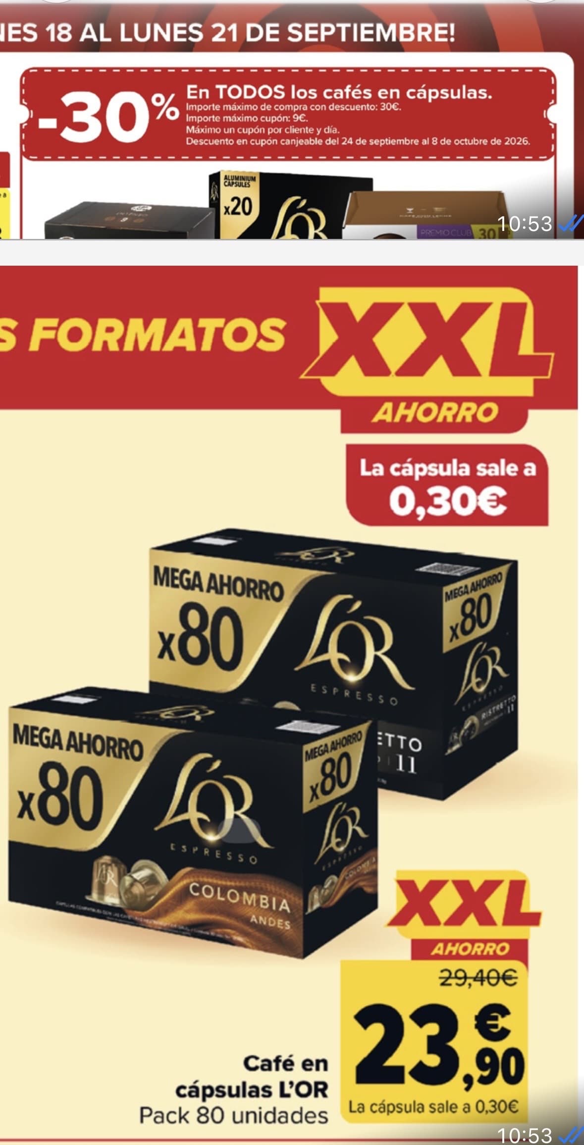 Cápsulas Lor Nespresso a 0,21 (Carrefour)