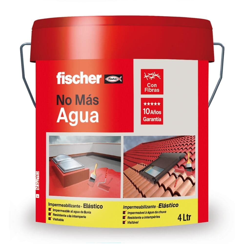 Pintura Impermeabilizante con Fibras.Resistente al Agua y Exteriores Protección Elástica y Antideslizante.Ideal Terrazas Techos 4L(Cubo 5kg)
