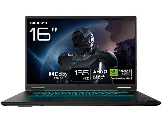 Portátil gaming - Gigabyte GAMING A16 , 16" WUXGA, AMD Ryzen 7 260, 32 GB RAM, 1 TB SSD, GeForce RTX 5060 sin SO
