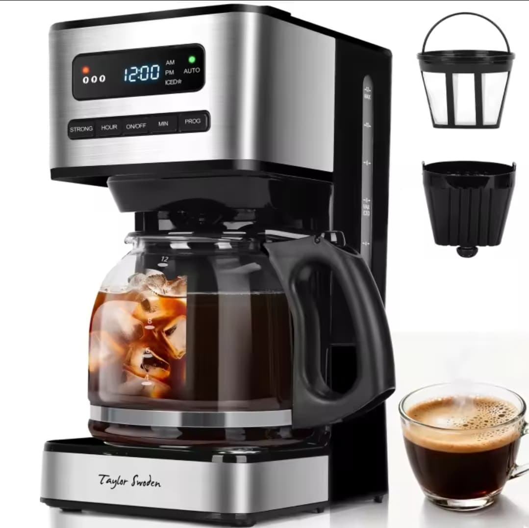 Taylor Swoden Cafetera Automática, 1.8L, con Modo Café Helado y Autolimpieza - Temporizador 24H para Preparar al Despertar