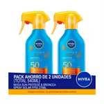NIVEA SUN Protege & Broncea Spray Solar FP50 270ml - Pack ahorro de 2 unidades (total 540ml)