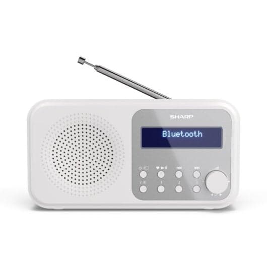 Sharp DR-P420 Radio Portátil Digital DAB/DAB+ y FM Bluetooth 5.0 – Altavoz 2 W, Pantalla LCD, Hasta 16 Horas Autonomía, Conexión Auriculares