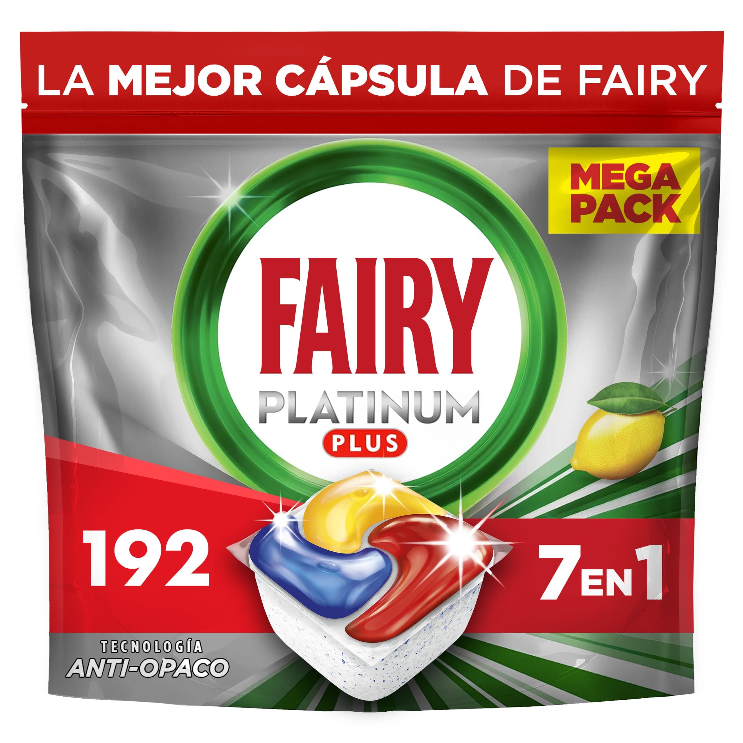 Fairy Platinum Plus Cápsulas Lavavajillas Para Máquina Limón, 4x48 Cápsulas