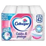 Colhogar Protect Cuida&Protege Odor Block 7x6 Suave y Resistente - Paquete com 42 rollos - 3 Capas - rollos color blanco y fragancia talco