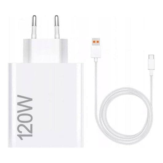 Cargador Xiaomi 120W HyperCharge Tipo-A USB + Cable USB-C Blanco