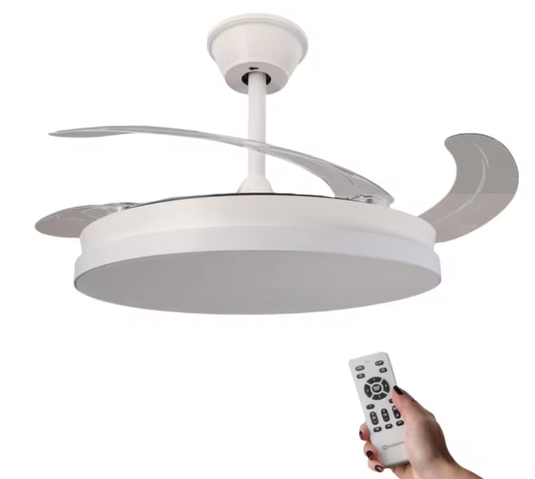 Mimotec Ventilador de Techo LED-COLOR Motor DC 106cm con Aspas Retráctiles Luz LED 40W Control Remoto y Eficiencia Energética