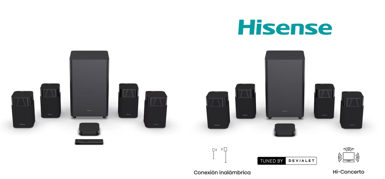 Sistema de cine en casa Hisense HT - Saturn 4.1.2, 13 altavoces, Subwoofer Negro