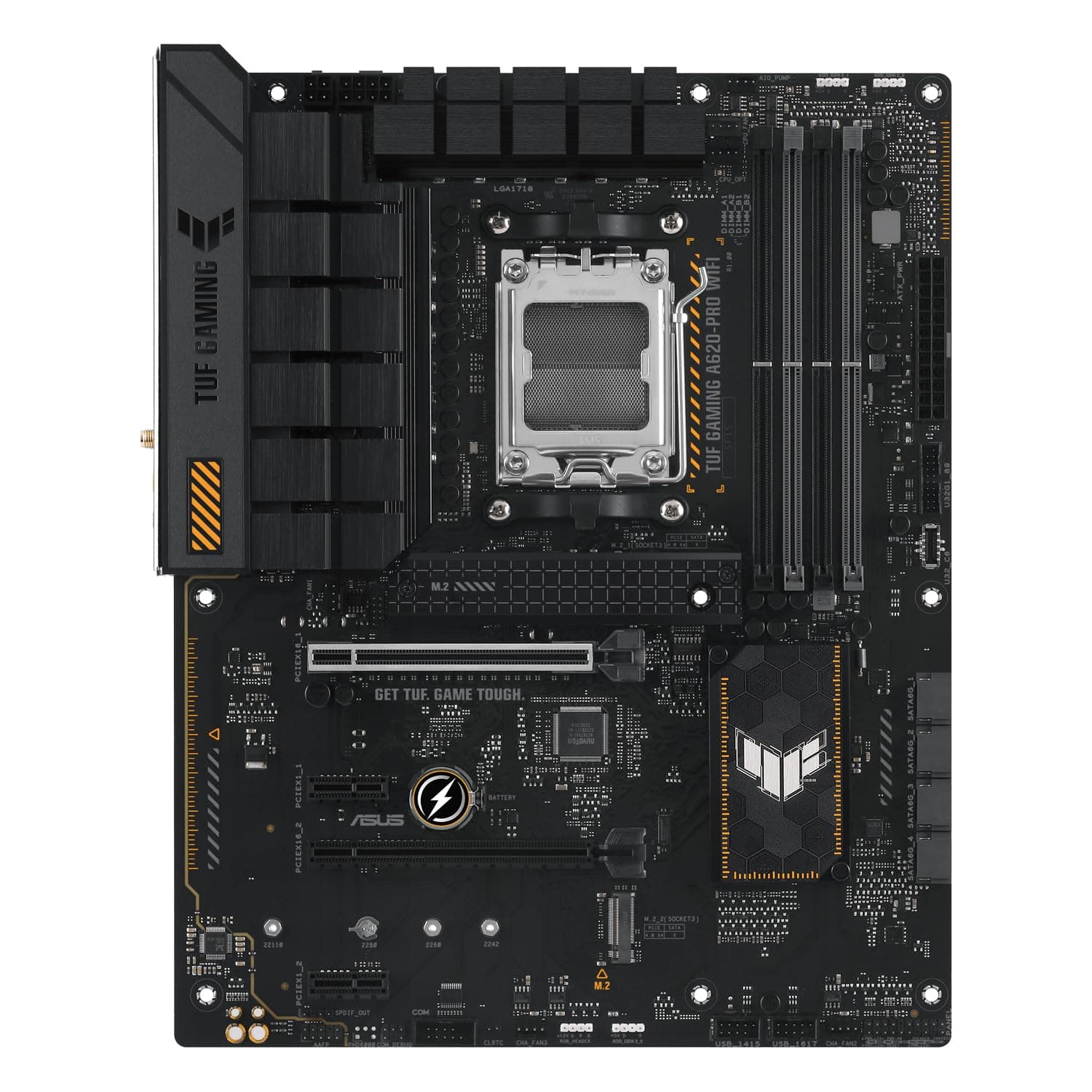 Placa Base ASUS TUF Gaming A620-PRO WiFi (AMD AM5, ATX, 12+2 DrMOS, Wi-Fi 6, 2.5Gb LAN, PCIe 4.0, USB-C, BIOS FlashBack, DDR5, Aura Sync)