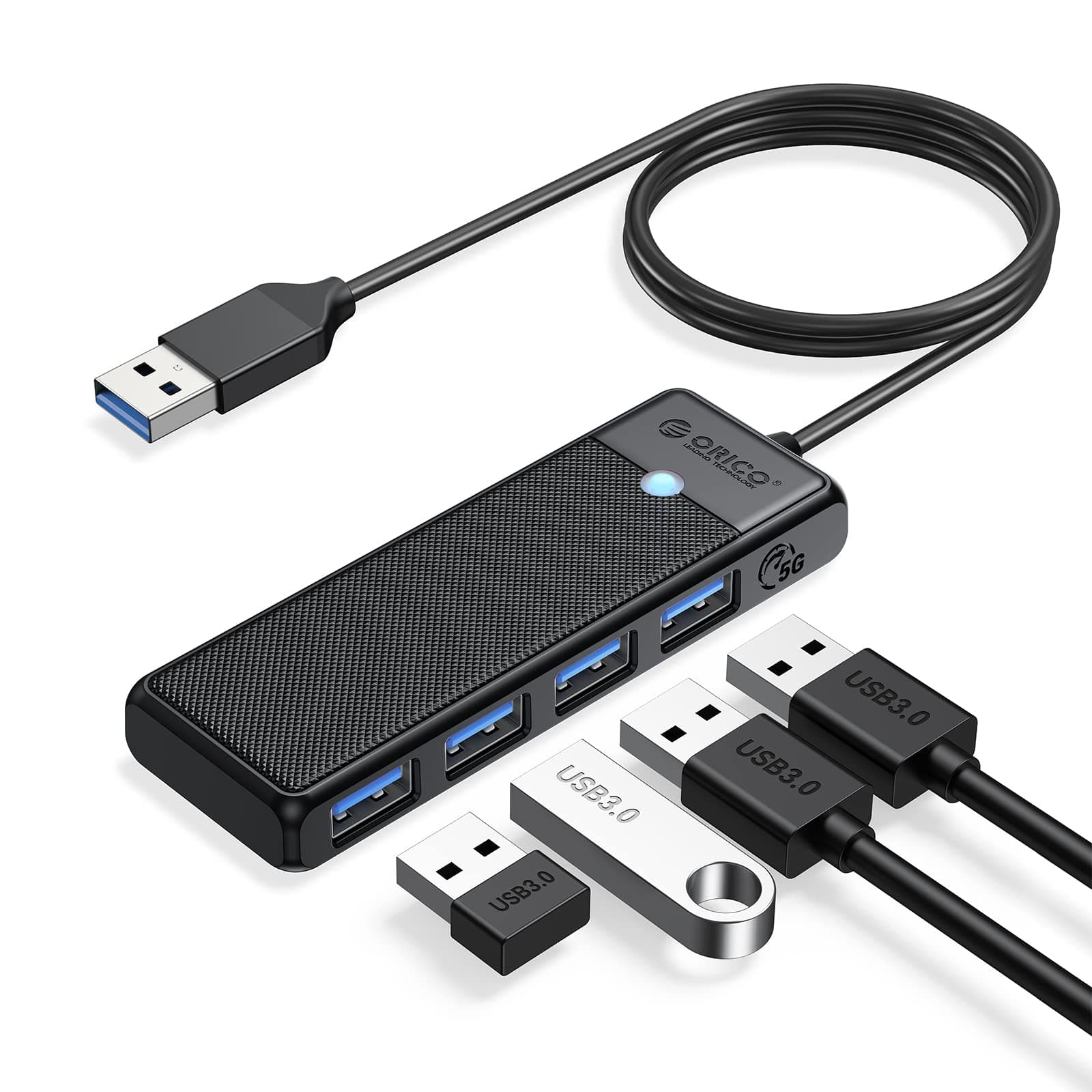 ORICO Hub USB 3.0, 4 Puertos USB con Cable 100 cm