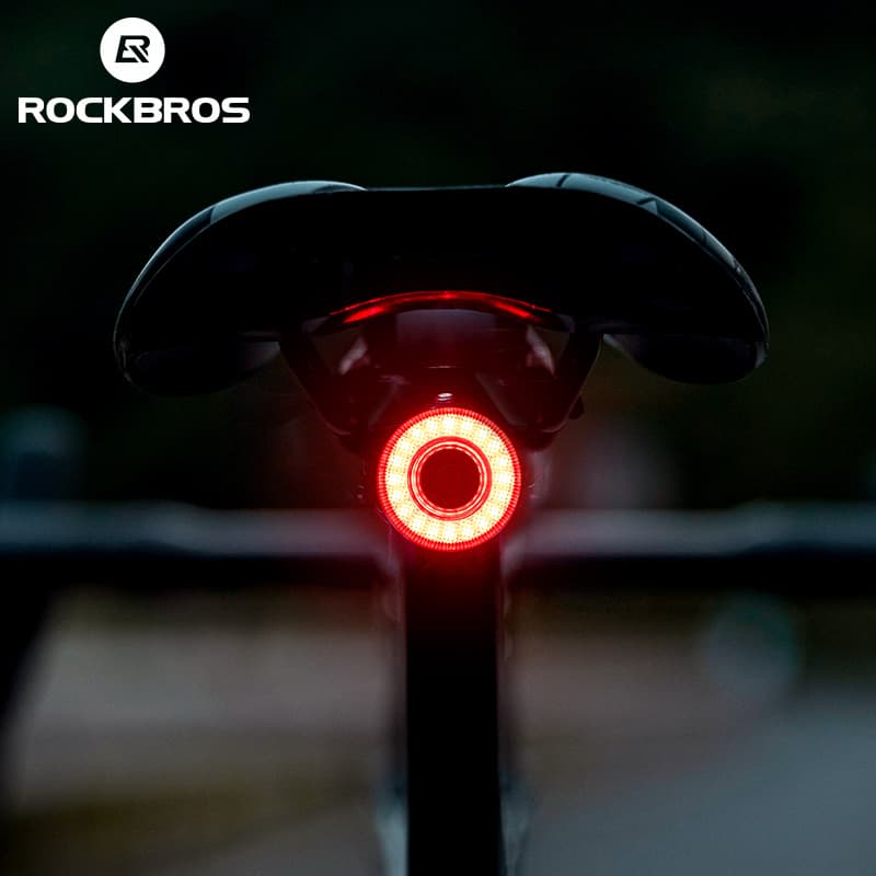 ROCKBROS Luz trasera de bicicleta inteligente Luces traseras de bicicleta IPX6 Luces de bicicleta