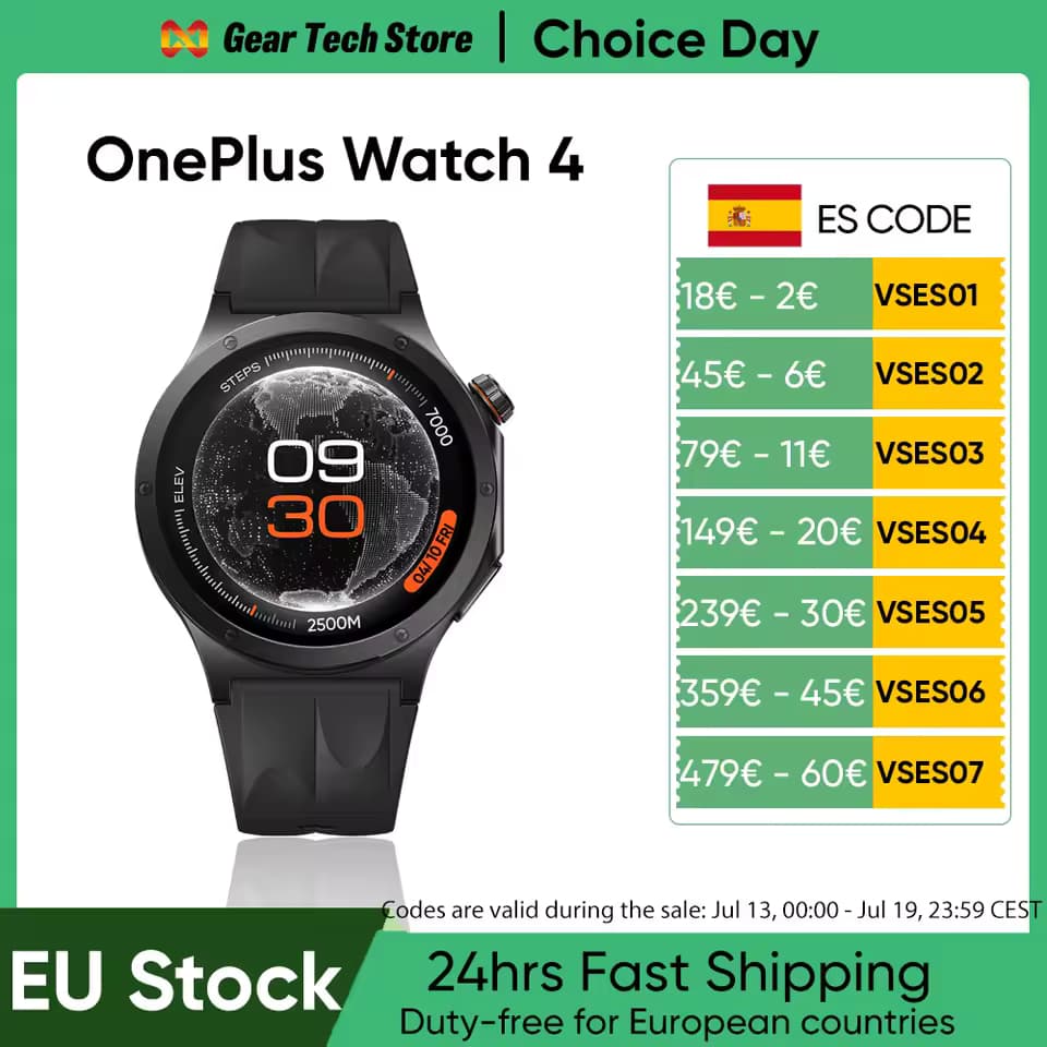Reloj Inteligente OnePlus Watch 4 Versión Global 2026, Procesador Snapdragon W5, Hasta 16 Días de Duración de la Batería