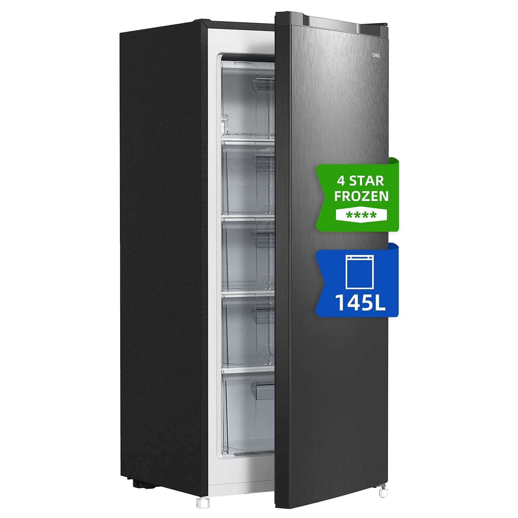 Congelador vertical - CHIQ FSD160D4E, 145 l, 125,9 cm, Color Metalico