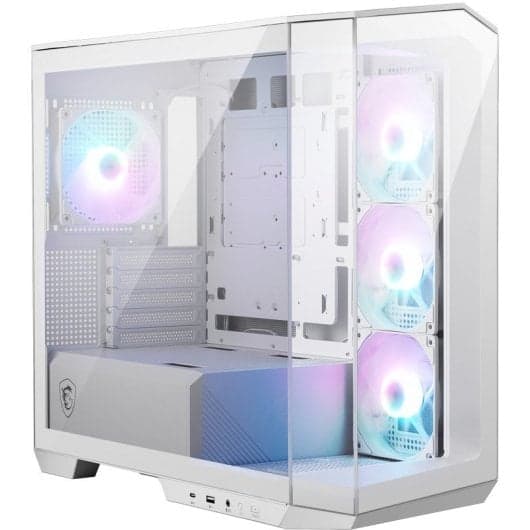 Torre PC MSI MAG PANO M100R PZ – Cristal Templado | 4 Ventiladores ARGB | Compatible Back-Connect | Micro-ATX | Negra y Blanca