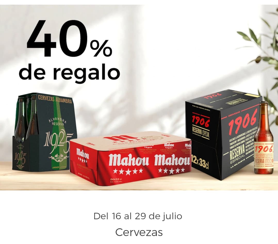 40% regalo por compras superiores a 10€ en cerveza