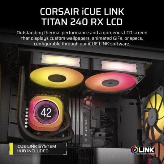 Corsair iCUE LINK TITAN 240 RX LCD Kit Refrigeración Líquida 240mm Negro (Externo) PcComponentes por 5€ más