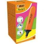 Marcador fluorescente BIC Highlighter Flat Neón naranja caja 12 unidades punta biselada