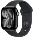 Apple Watch Series 11 (2025), GPS, 42 mm, Caja de aluminio Negro Azabache, Correa deportiva Negra, S/M, Calidad del sueño- 41mm a 379