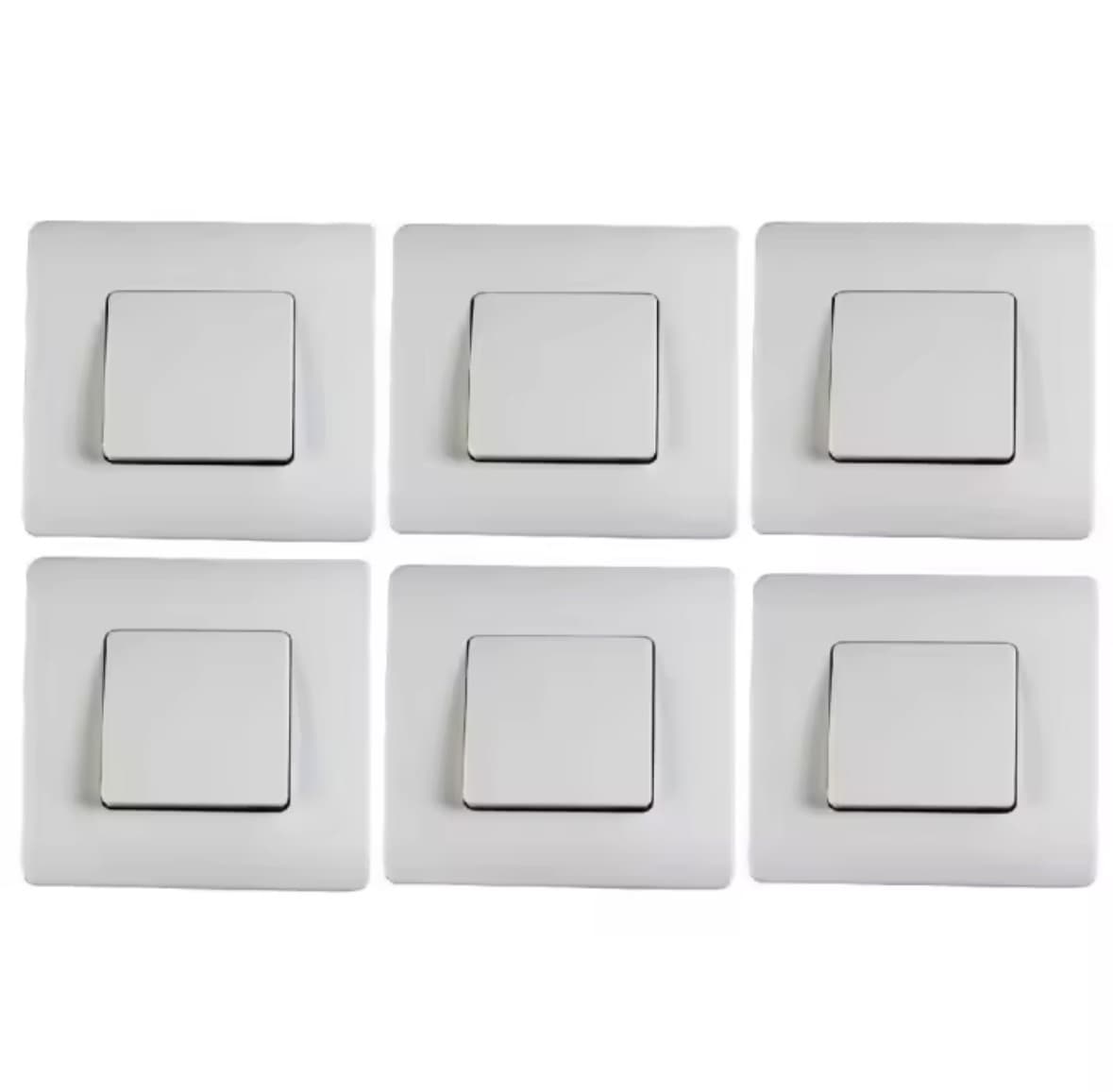 Pack 6 interruptores conmutadores empotrables 10a + marco blanco