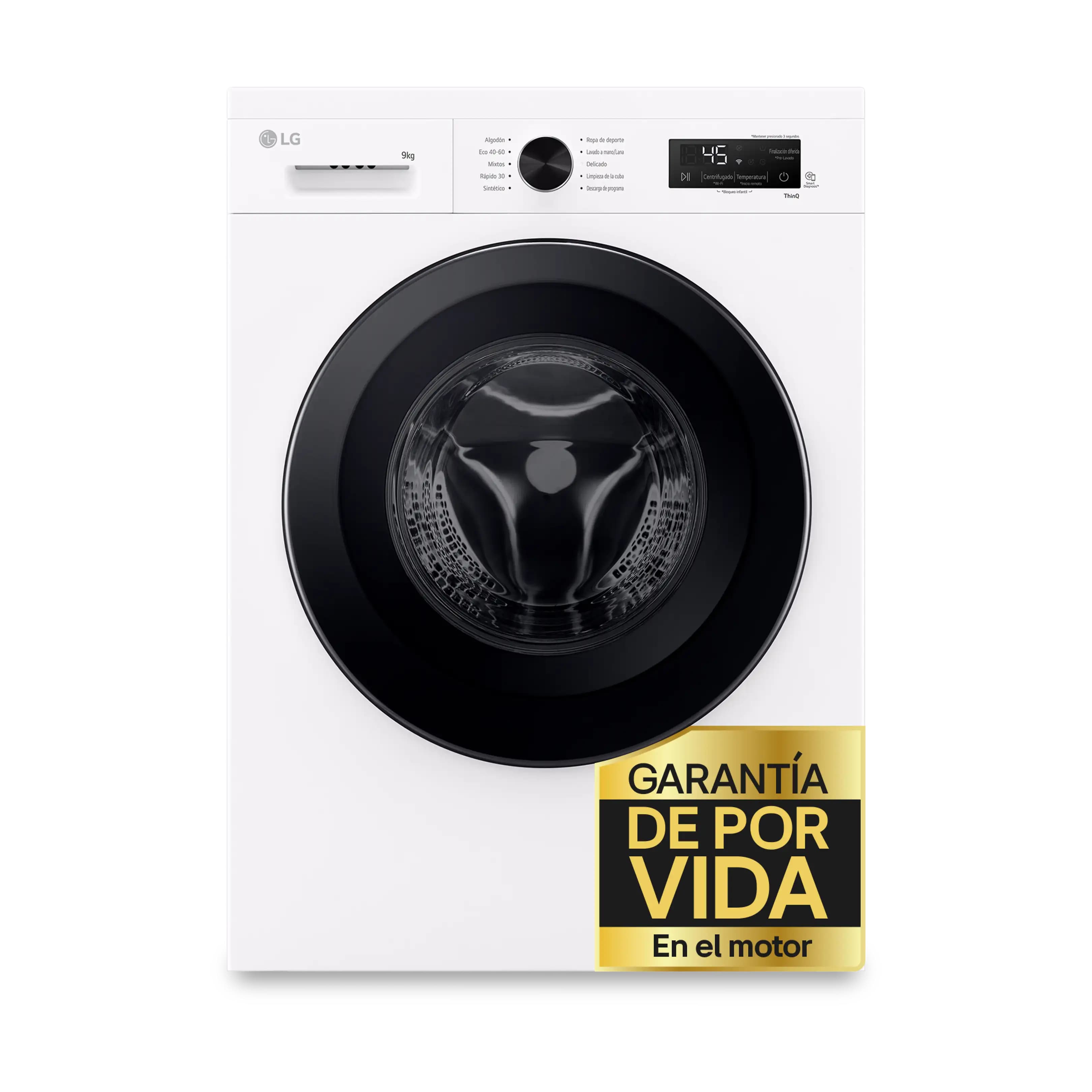 LG F4X1009NWK, 9 kg, 1400 rpm, 10 programas, AI Direct Drive, ThinQ Lavadora carga frontal
