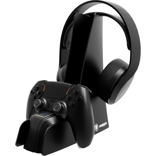 Soporte de recarga Snakebyte Dual Charge & Headset Stand 5 Negro, USB, para PlayStation 5