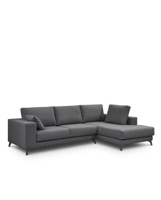 Sofá tapizado con rinconera chaiselongue a la derecha