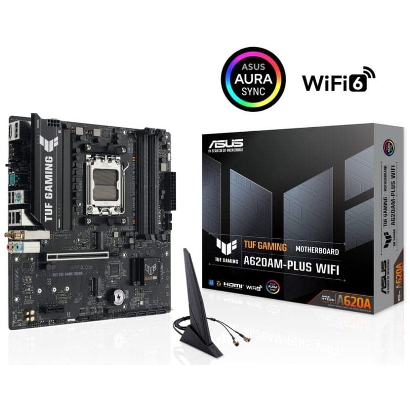 Placa Base ASUS TUF GAMING A620AM-PLUS WIFI A620 Socket AM5 DDR5 Micro ATX WiFi 6 Bluetooth 5.3 RAID RGB