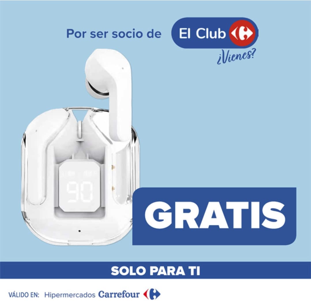 GRATIS auriculares TWS BLUETOOTH en hipermercados carrefour por compras superiores a 50 euros